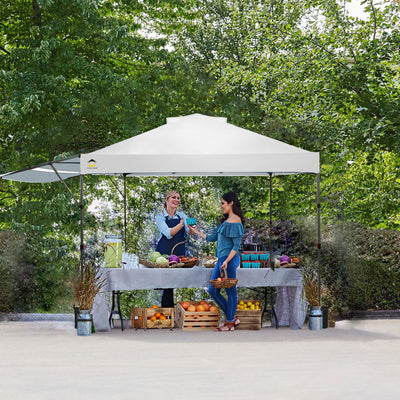 Crown Shades 10x10 Foot Outdoor Pop Up Canopy Tent with Easy Setup, White (Used) - VMInnovations