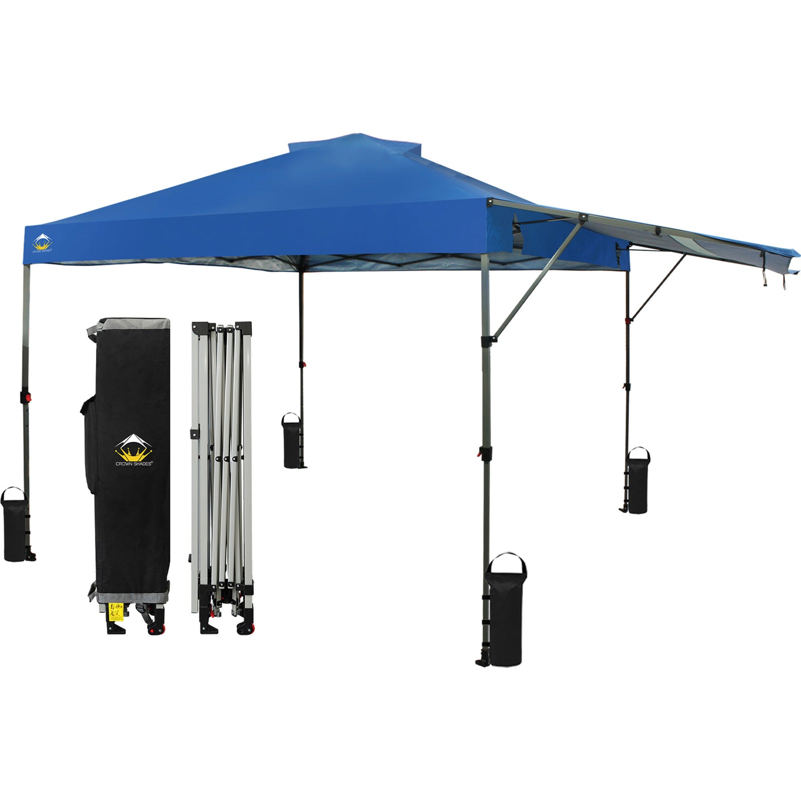 Crown Shades 10x10 Foot Outdoor Pop Up Canopy Tent with Easy Setup, Blue (Used) - VMInnovations