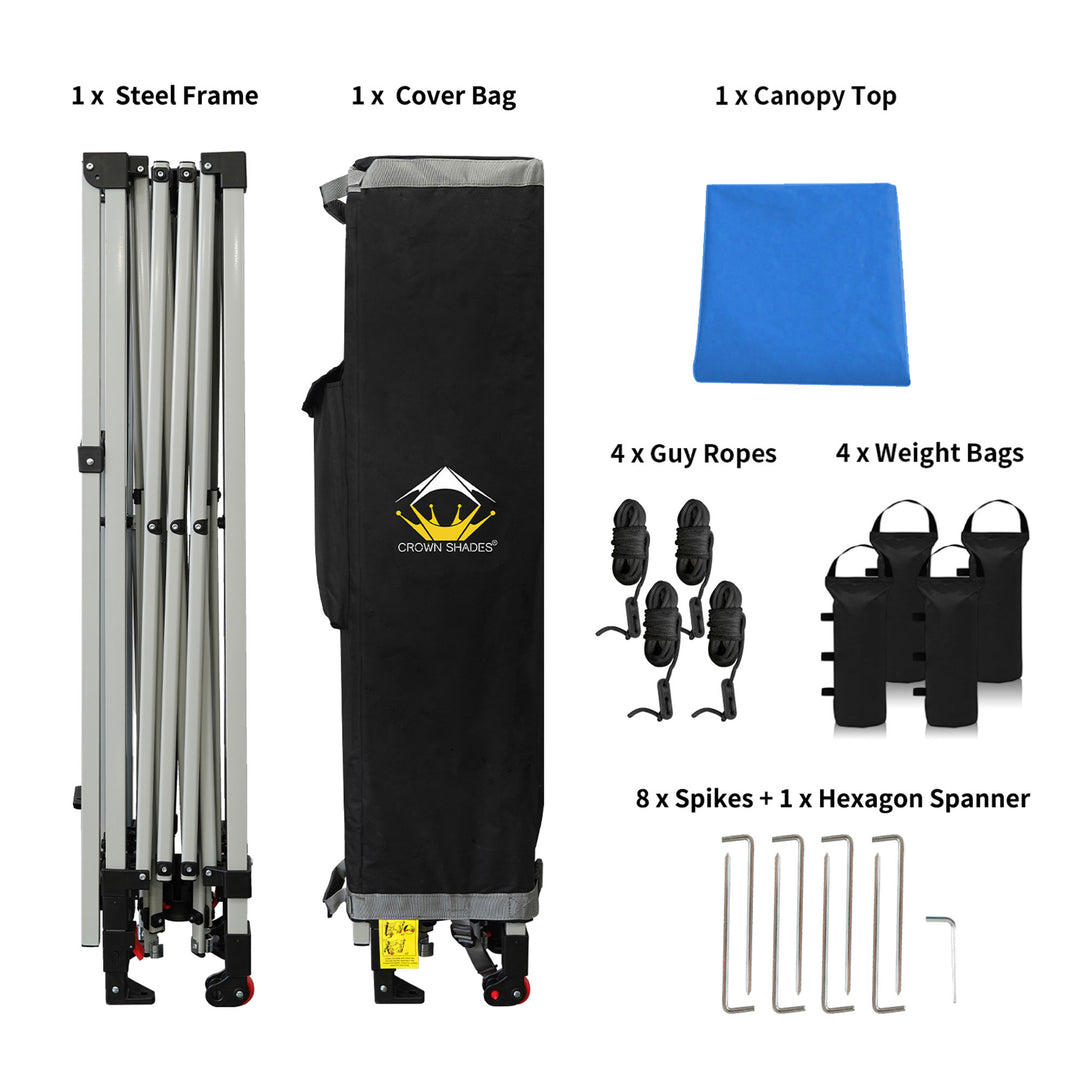 Crown Shades 10x10 Foot Outdoor Pop Up Canopy Tent with Easy Setup, Blue (Used)