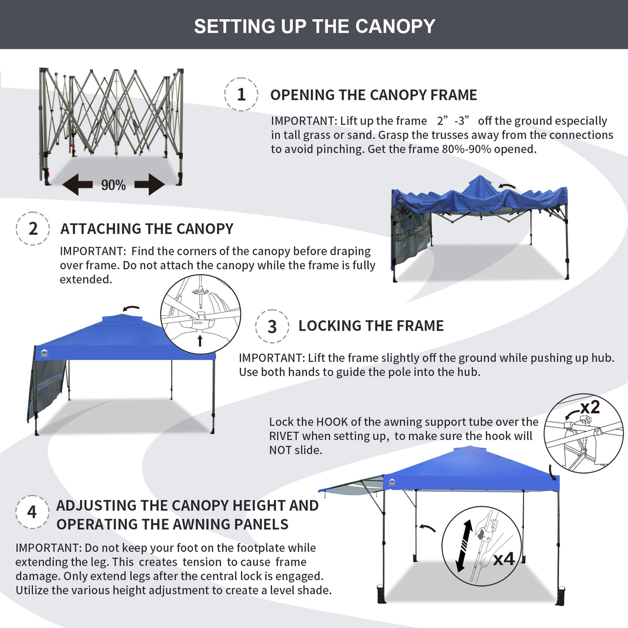 Crown Shades 10 by 10 Foot Outdoor Pop Up Canopy Tent with Easy Setup, Blue