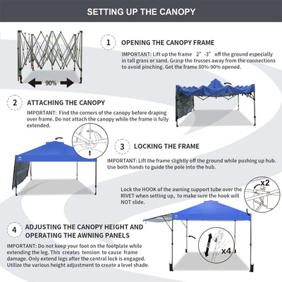 Crown Shades 10 by 10 Foot Outdoor Pop Up Canopy Tent with Easy Setup, Blue