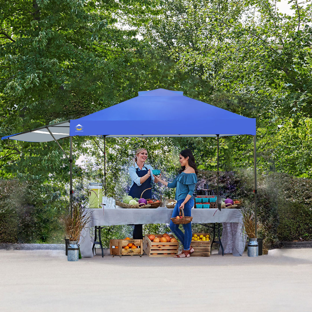 Crown Shades 10x10 Foot Outdoor Pop Up Canopy Tent with Easy Setup, Blue (Used)