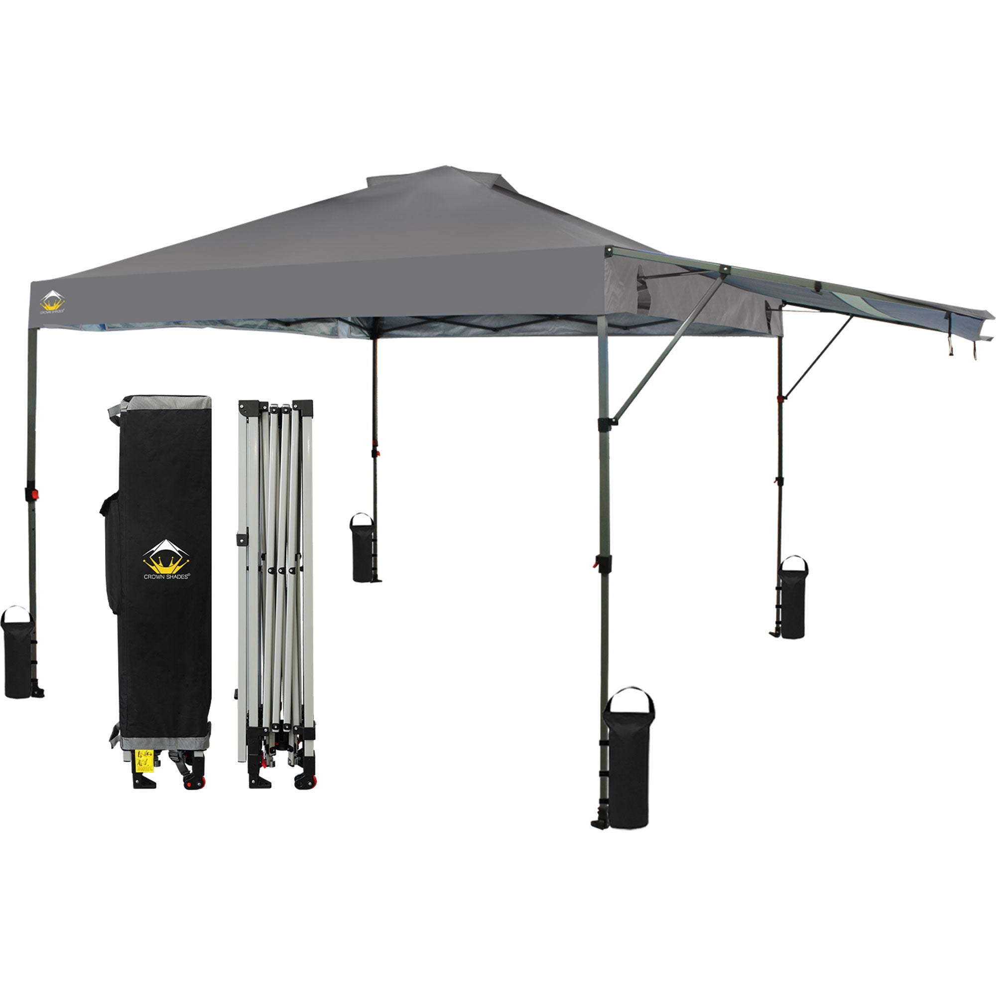 Crown Shades 10 by 10 Foot Outdoor Pop Up Canopy Tent with Easy Setup, Grey - VMInnovations