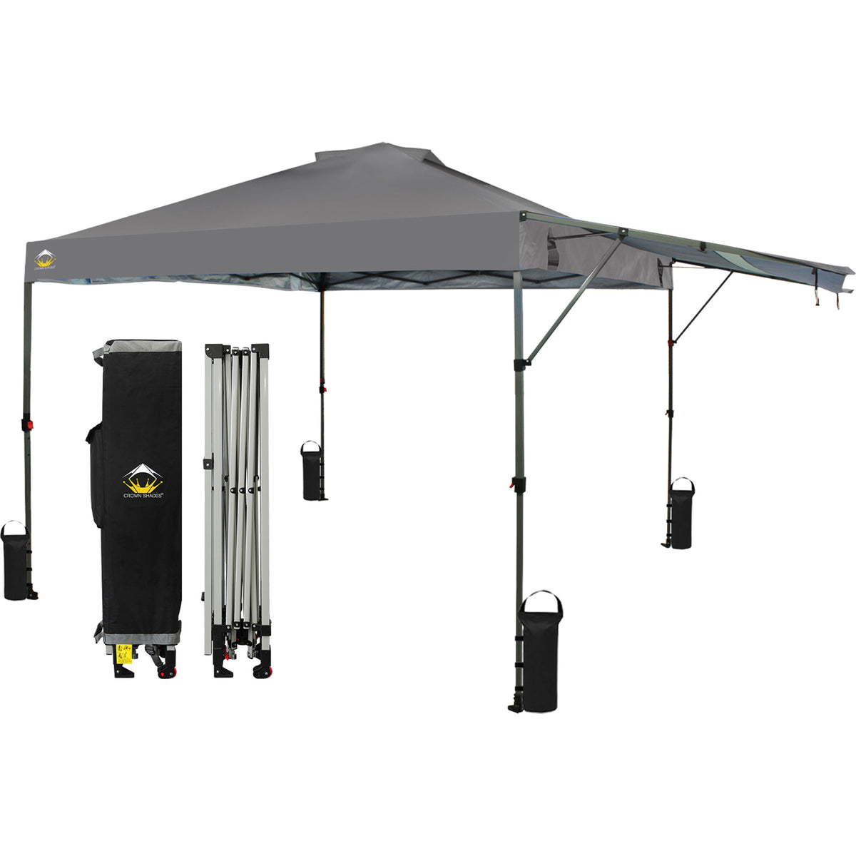 Crown Shades 10 by 10 Foot Outdoor Pop Up Canopy Tent with Easy Setup, Grey
