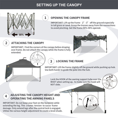 Crown Shades 10 by 10 Foot Outdoor Pop Up Canopy Tent with Easy Setup, Grey - VMInnovations