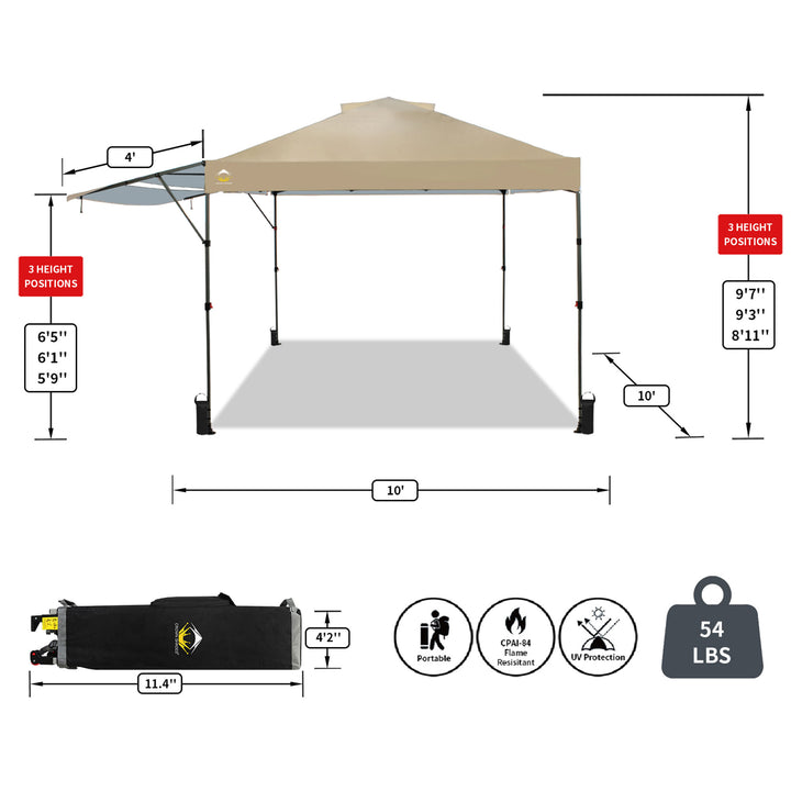 Crown Shades 10 by 10 Foot Outdoor Pop Up Canopy Tent with Easy Setup (Used)