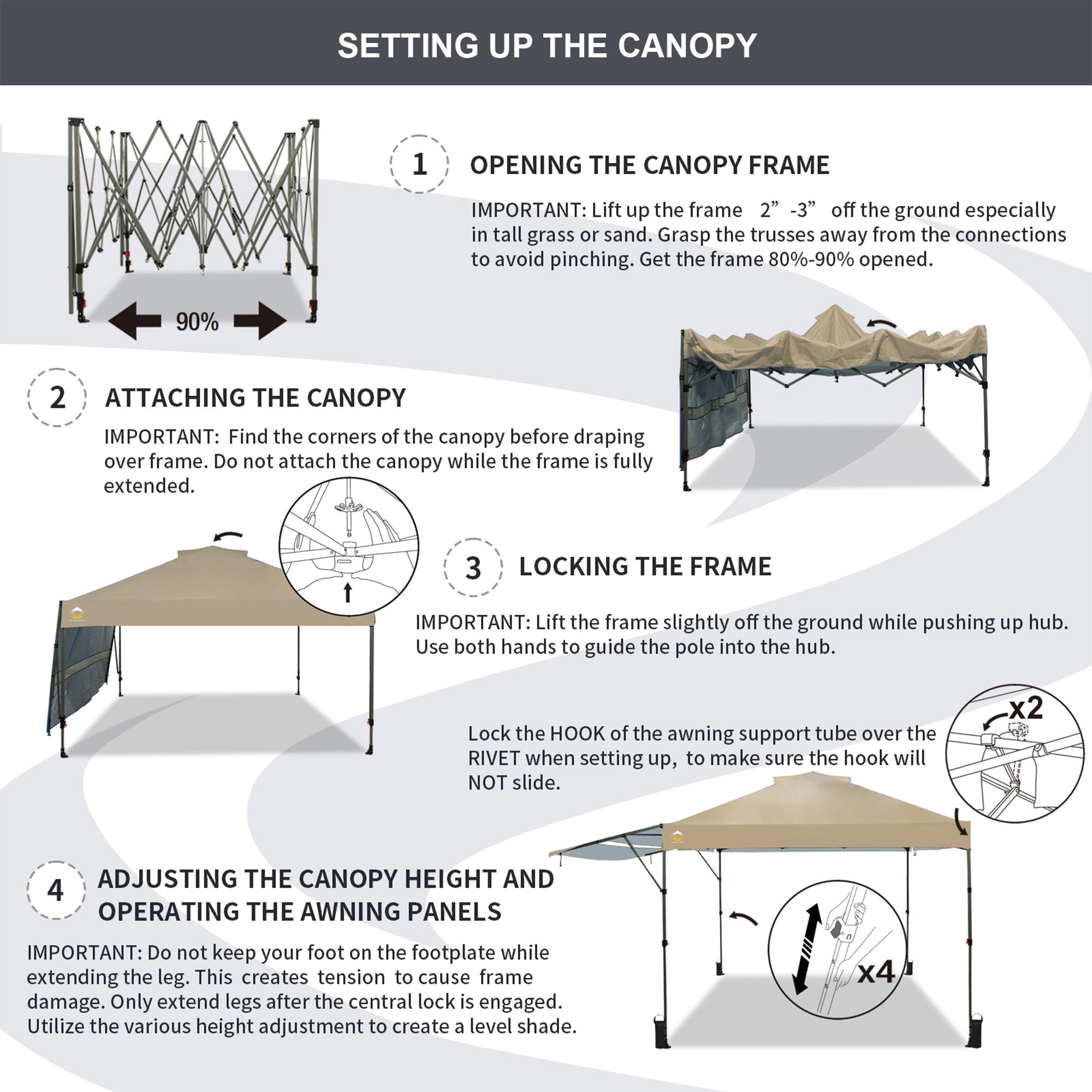 Crown Shades 10 by 10 Foot Outdoor Pop Up Canopy Tent with Easy Setup (Used) - VMInnovations