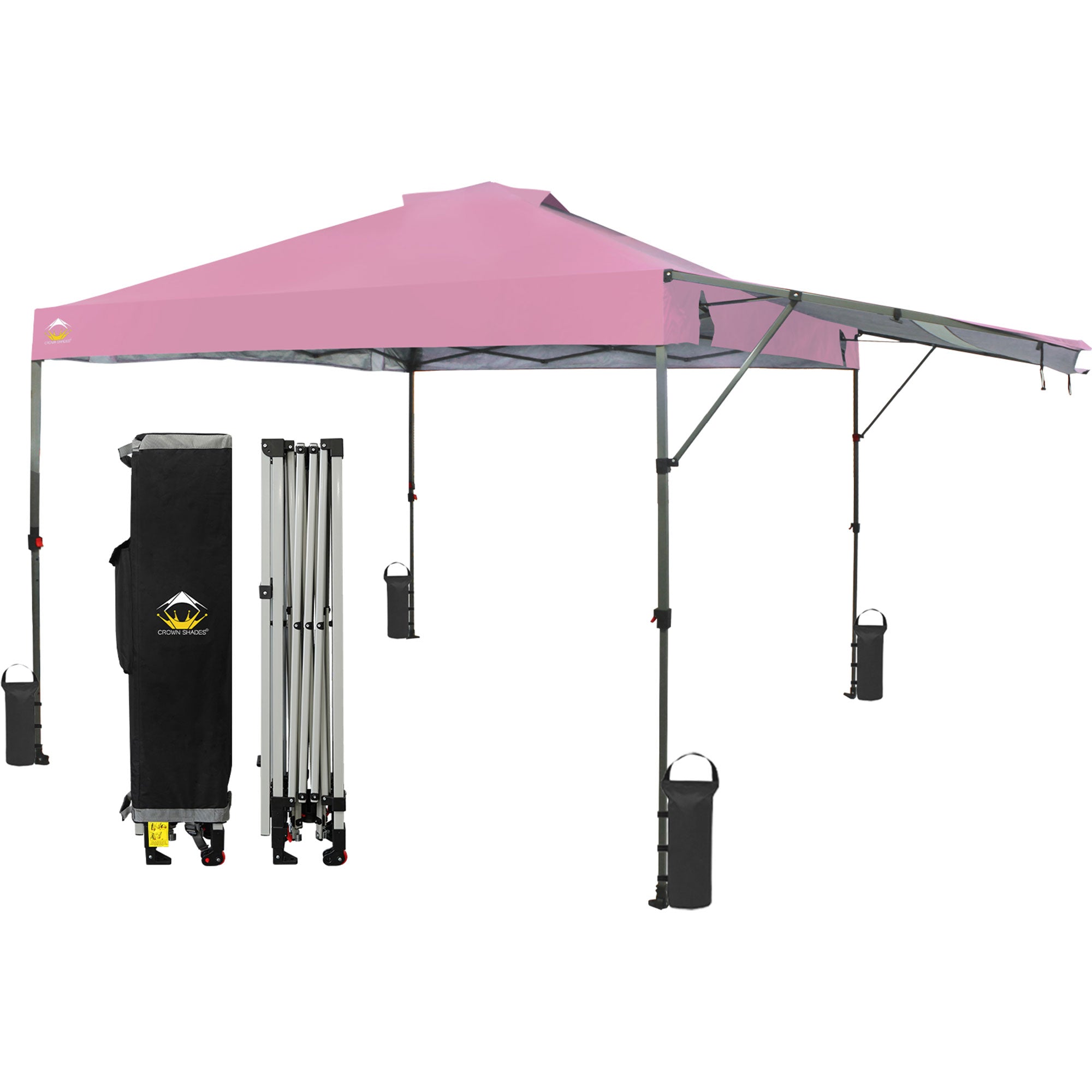 Crown Shades 10x10 Foot Outdoor Pop Up Canopy Tent with Easy Setup, Pink (Used) - VMInnovations