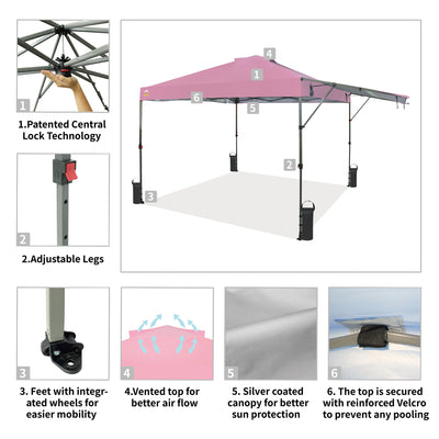Crown Shades 10x10 Foot Outdoor Pop Up Canopy Tent with Easy Setup, Pink (Used) - VMInnovations
