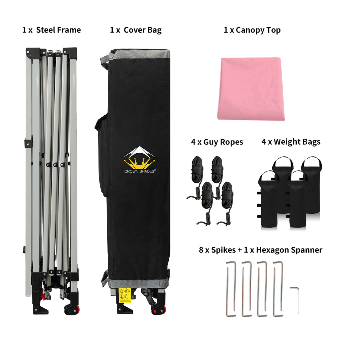 Crown Shades 10x10 Foot Outdoor Pop Up Canopy Tent with Easy Setup, Pink (Used)