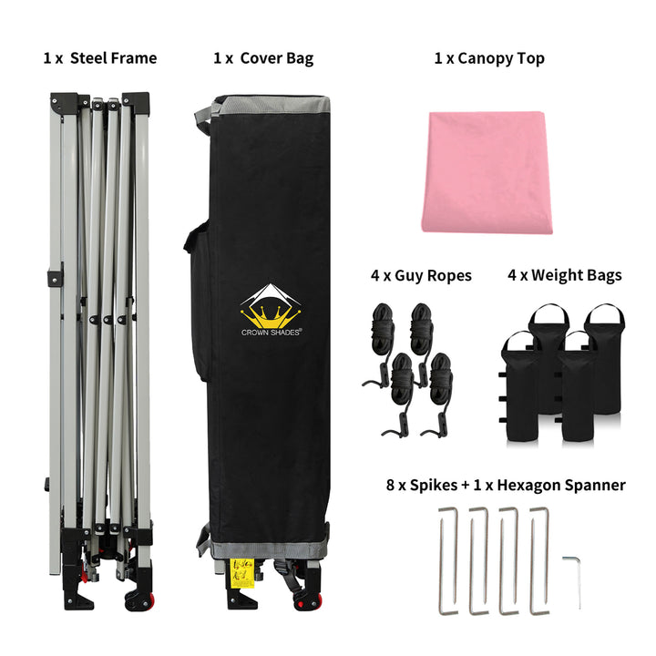 Crown Shades 10x10 Foot Outdoor Pop Up Canopy Tent with Easy Setup, Pink (Used)
