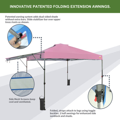 Crown Shades 10x10 Foot Outdoor Pop Up Canopy Tent with Easy Setup, Pink (Used) - VMInnovations
