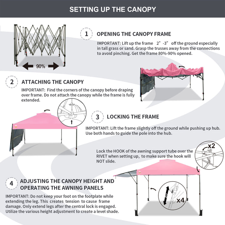Crown Shades 10x10 Foot Outdoor Pop Up Canopy Tent with Easy Setup, Pink (Used)