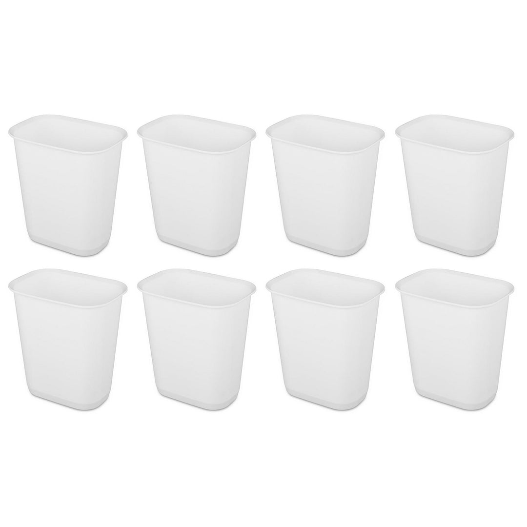 Sterilite 3 Gallon Rectangular Wastebasket Small Home Trash Bin, 8 Pack, White