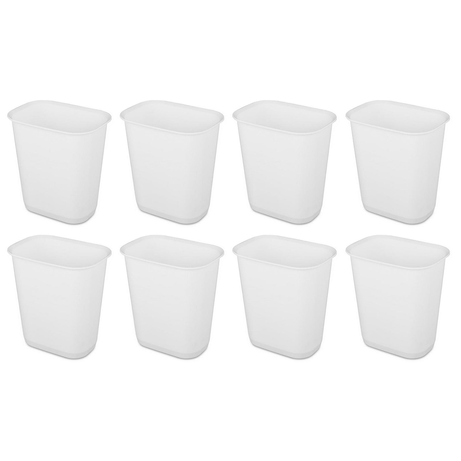 Sterilite 3 Gallon Rectangular Wastebasket Small Home Trash Bin, 8 Pack, White - VMInnovations