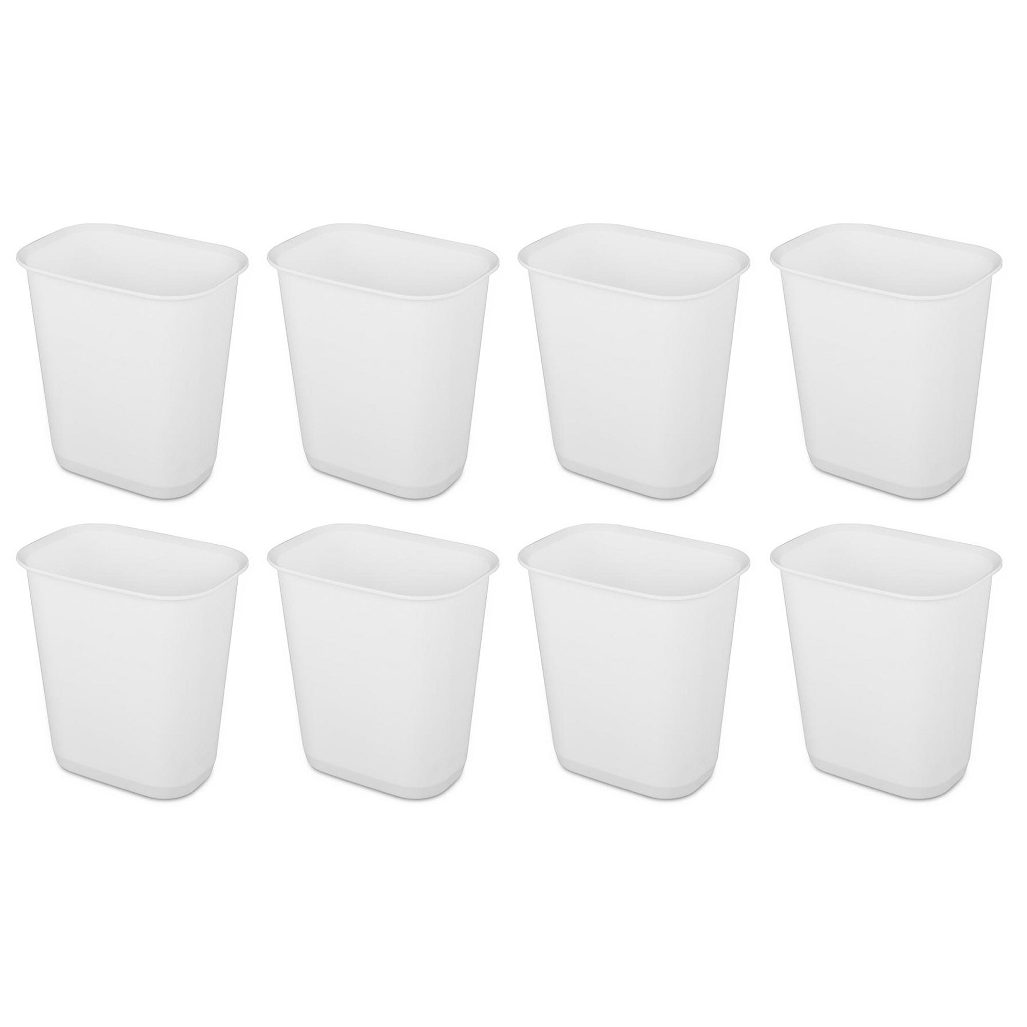 Sterilite 3 Gallon Rectangular Wastebasket Small Home Trash Bin, 8 Pack, White - VMInnovations