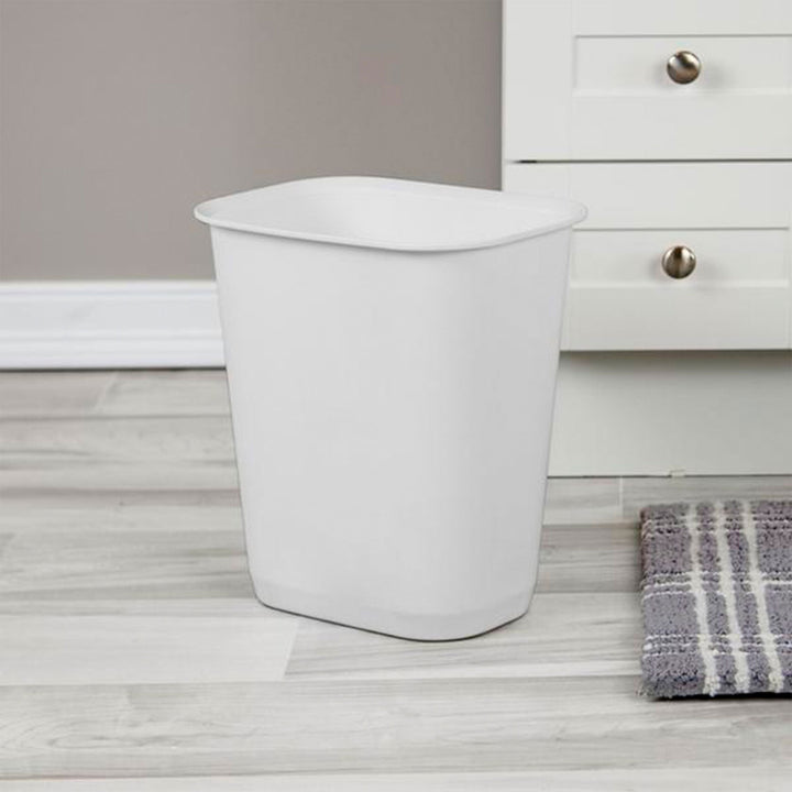 Sterilite 3 Gallon Rectangular Wastebasket Small Home Trash Bin, 8 Pack, White