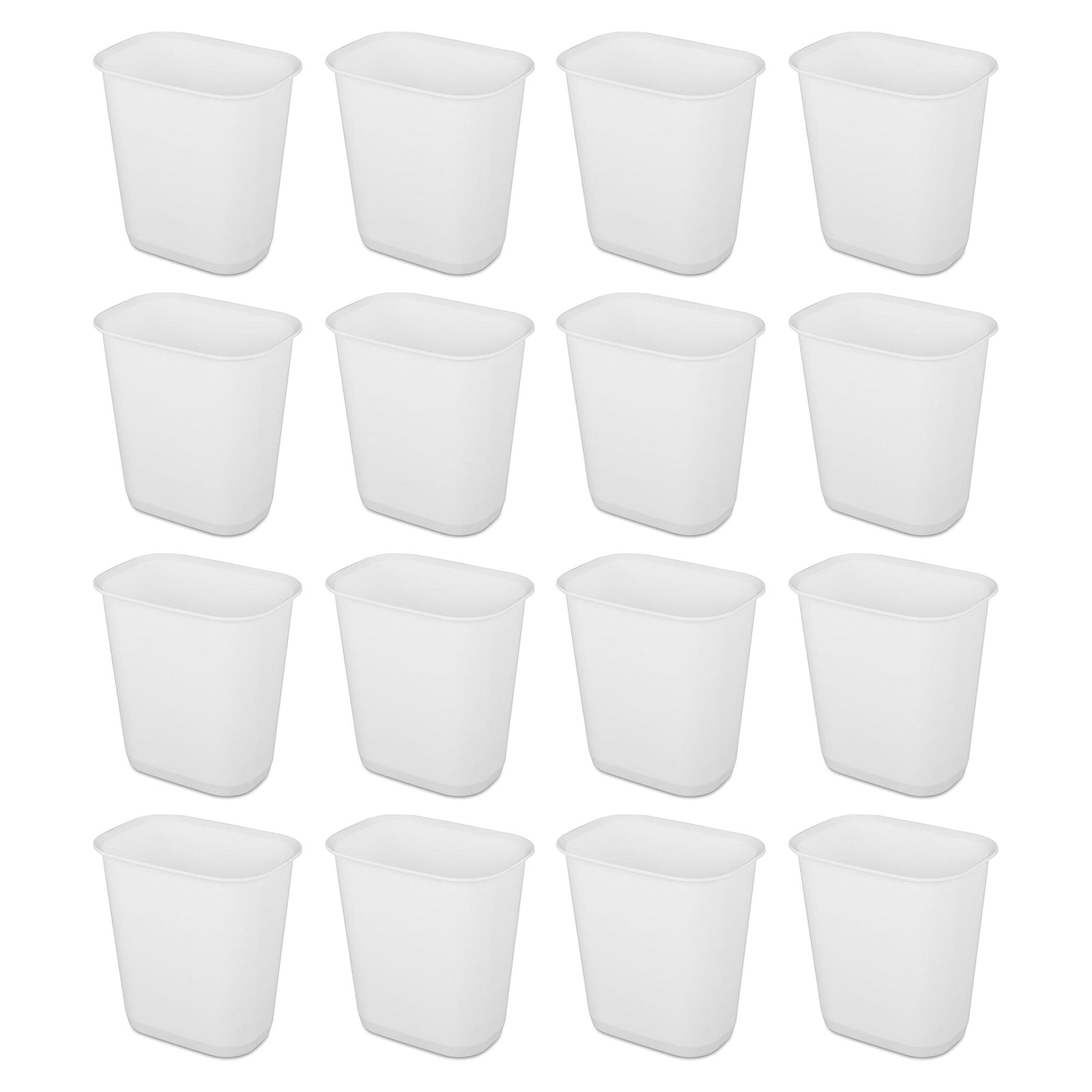 Sterilite 3 Gallon Rectangular Wastebasket Small Home Trash Bin, 16 Pack, White - VMInnovations