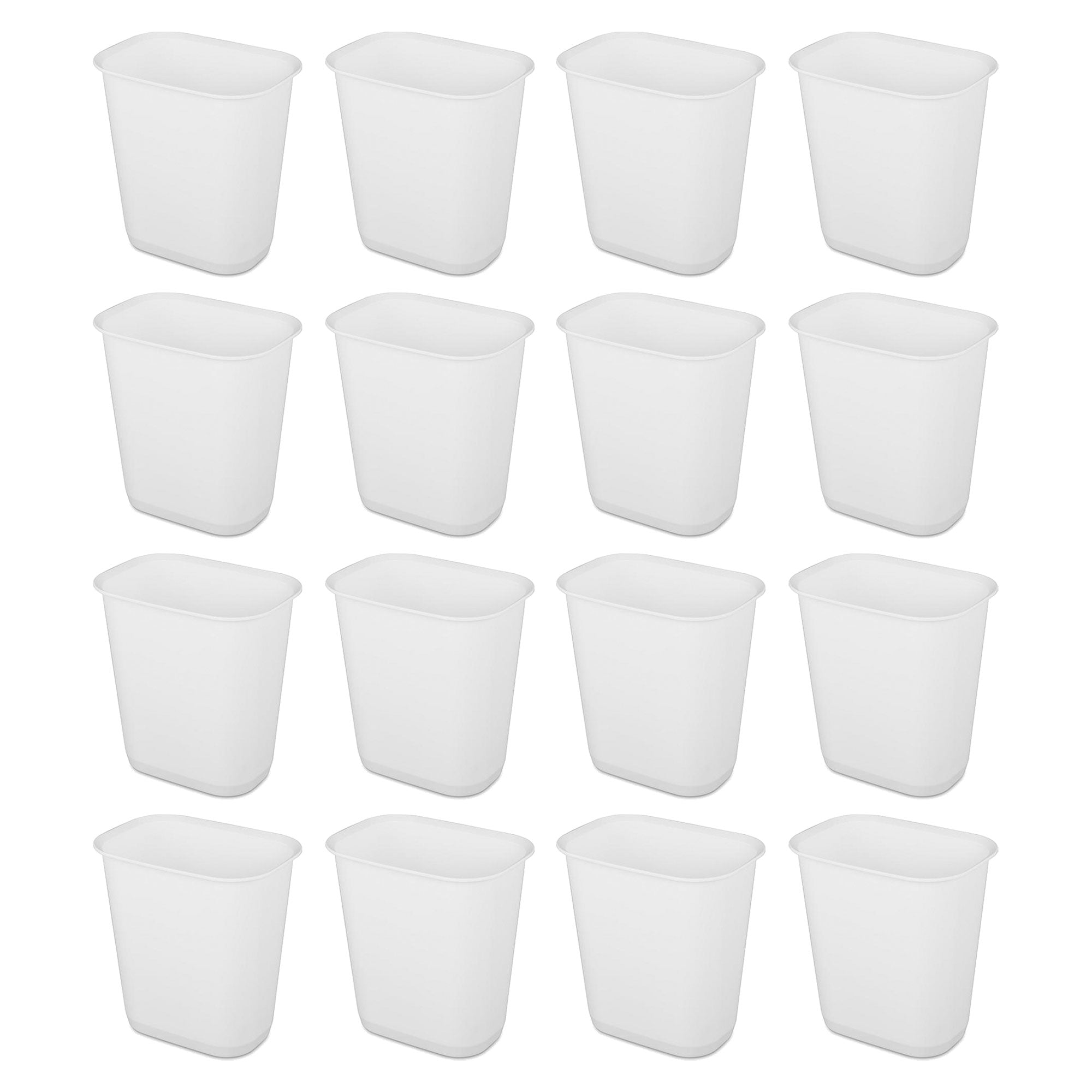 Sterilite 3 Gallon Rectangular Wastebasket Small Home Trash Bin, 16 Pack, White - VMInnovations