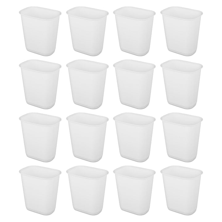 Sterilite 3 Gallon Rectangular Wastebasket Small Home Trash Bin, 16 Pack, White