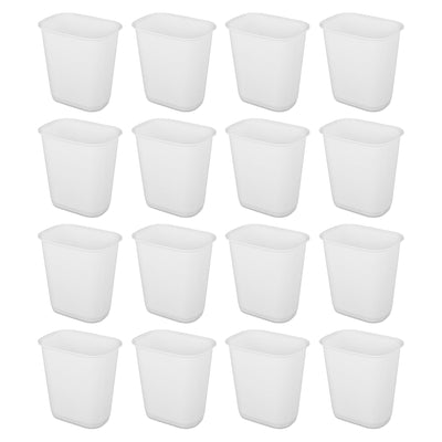 Sterilite 3 Gallon Rectangular Wastebasket Small Home Trash Bin, 16 Pack, White