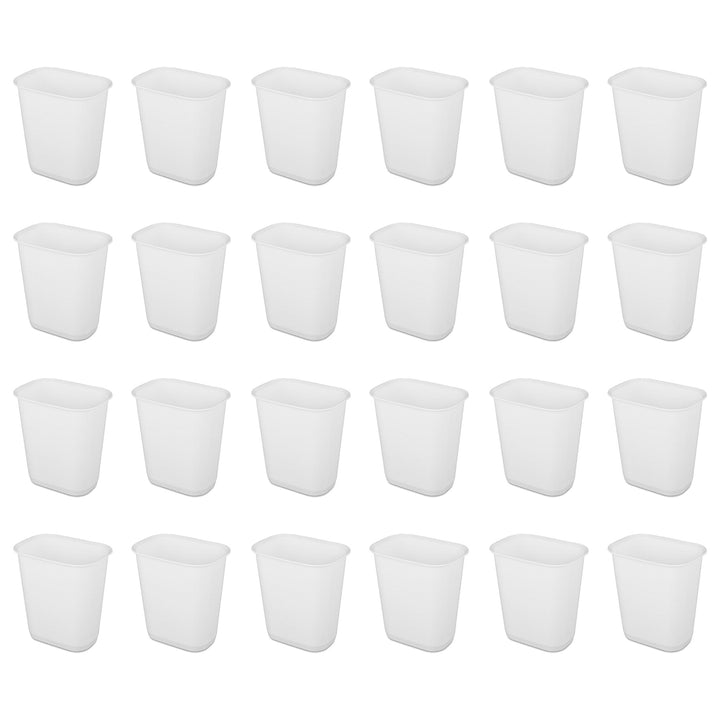 Sterilite 3 Gallon Rectangular Wastebasket Small Home Trash Bin, 24 Pack, White