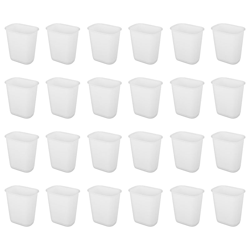 Sterilite 3 Gallon Rectangular Wastebasket Small Home Trash Bin, 24 Pack, White