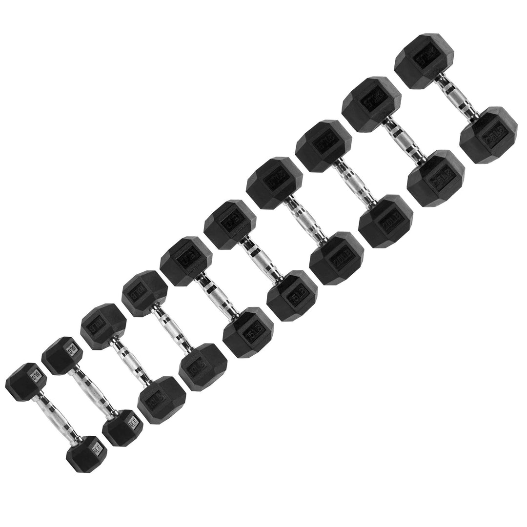 Signature Fitness Hex Dumbbells Strength Training Workout Set, 150lbs (Open Box)