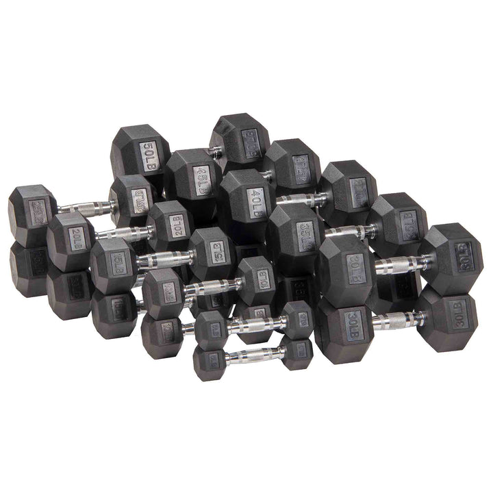 Signature Fitness Hex Dumbbells Strength Training Workout Set, 150lbs (Open Box)