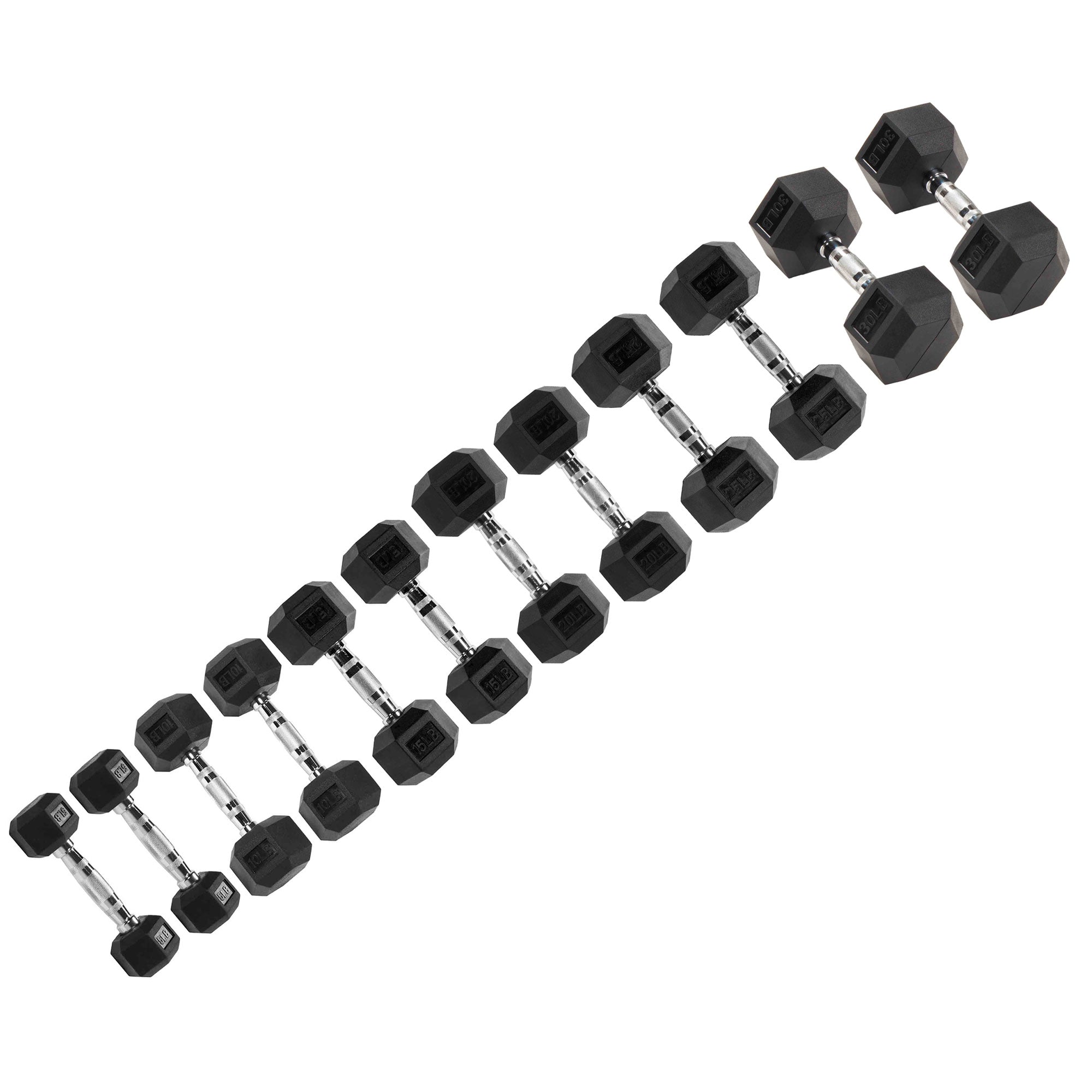 Signature Fitness Hex Dumbbells Strength Training Workout Equipment Set, 210 lbs