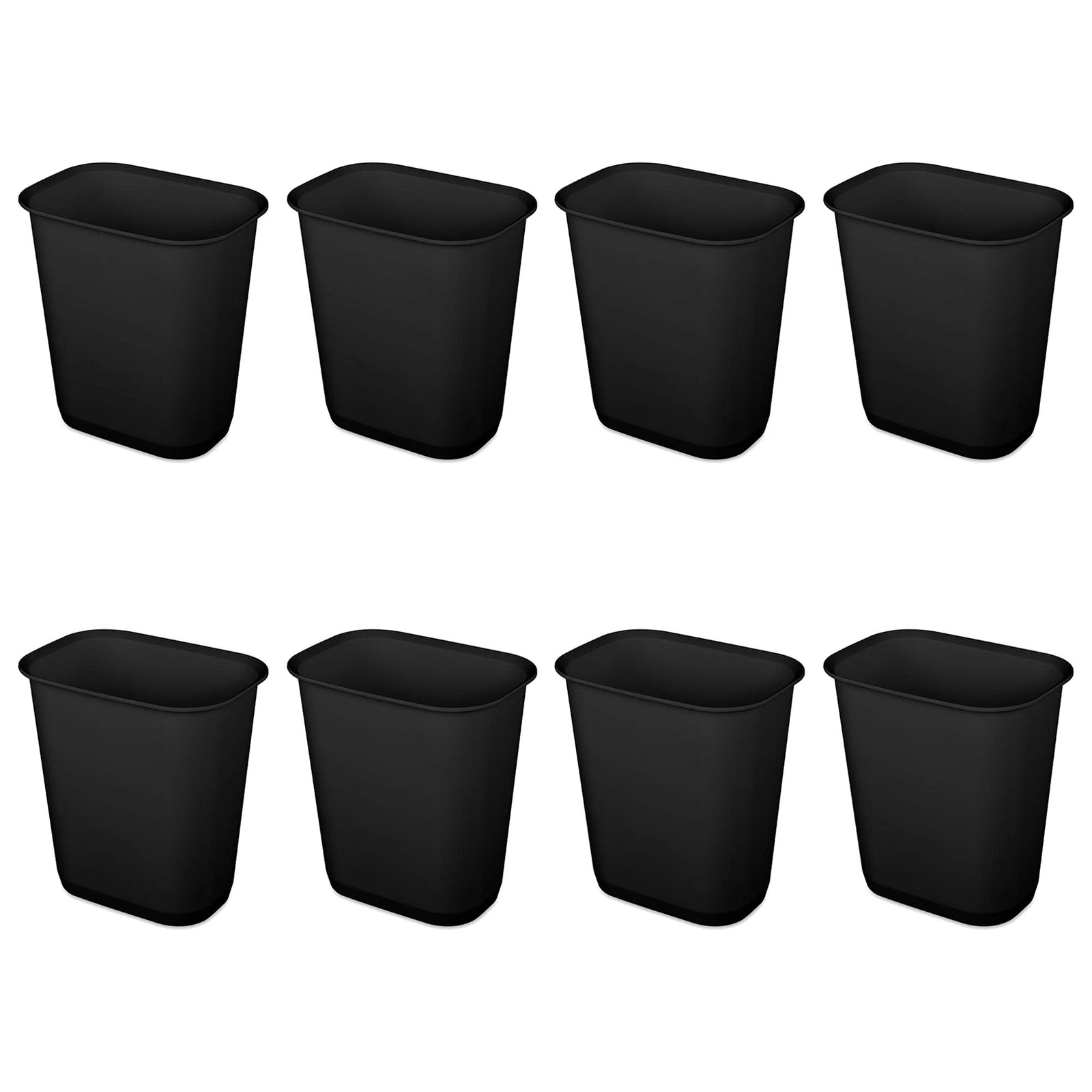 Sterilite 3 Gallon Rectangular Wastebasket Small Home Trash Bin, 8 Pack, Black - VMInnovations
