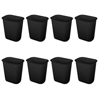 Sterilite 3 Gallon Rectangular Wastebasket Small Home Trash Bin, 8 Pack, Black