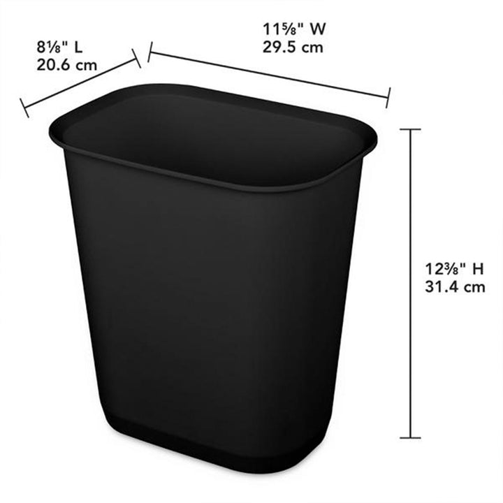 Sterilite 3 Gallon Rectangular Wastebasket Small Home Trash Bin, 8 Pack, Black