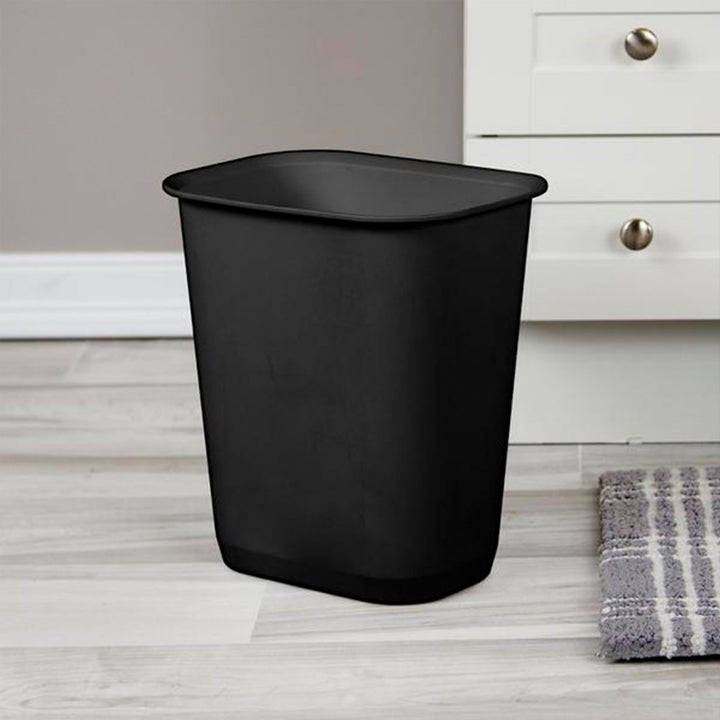 Sterilite 3 Gallon Rectangular Wastebasket Small Home Trash Bin, 8 Pack, Black