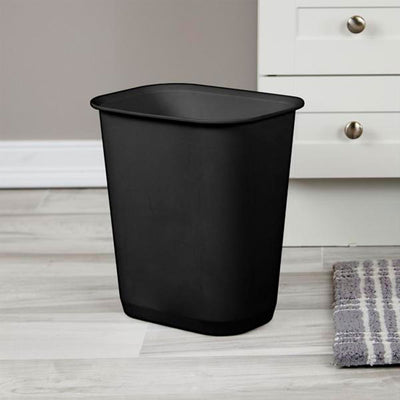 Sterilite 3 Gallon Rectangular Wastebasket Small Home Trash Bin, 8 Pack, Black