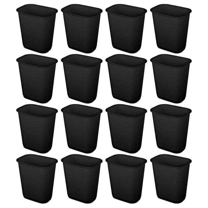 Sterilite 3 Gallon Rectangular Wastebasket Small Home Trash Bin, 16 Pack, Black