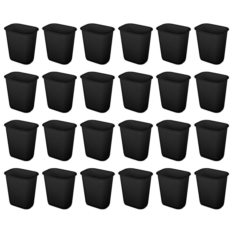 Sterilite 3 Gallon Rectangular Wastebasket Small Home Trash Bin, 24 Pack, Black