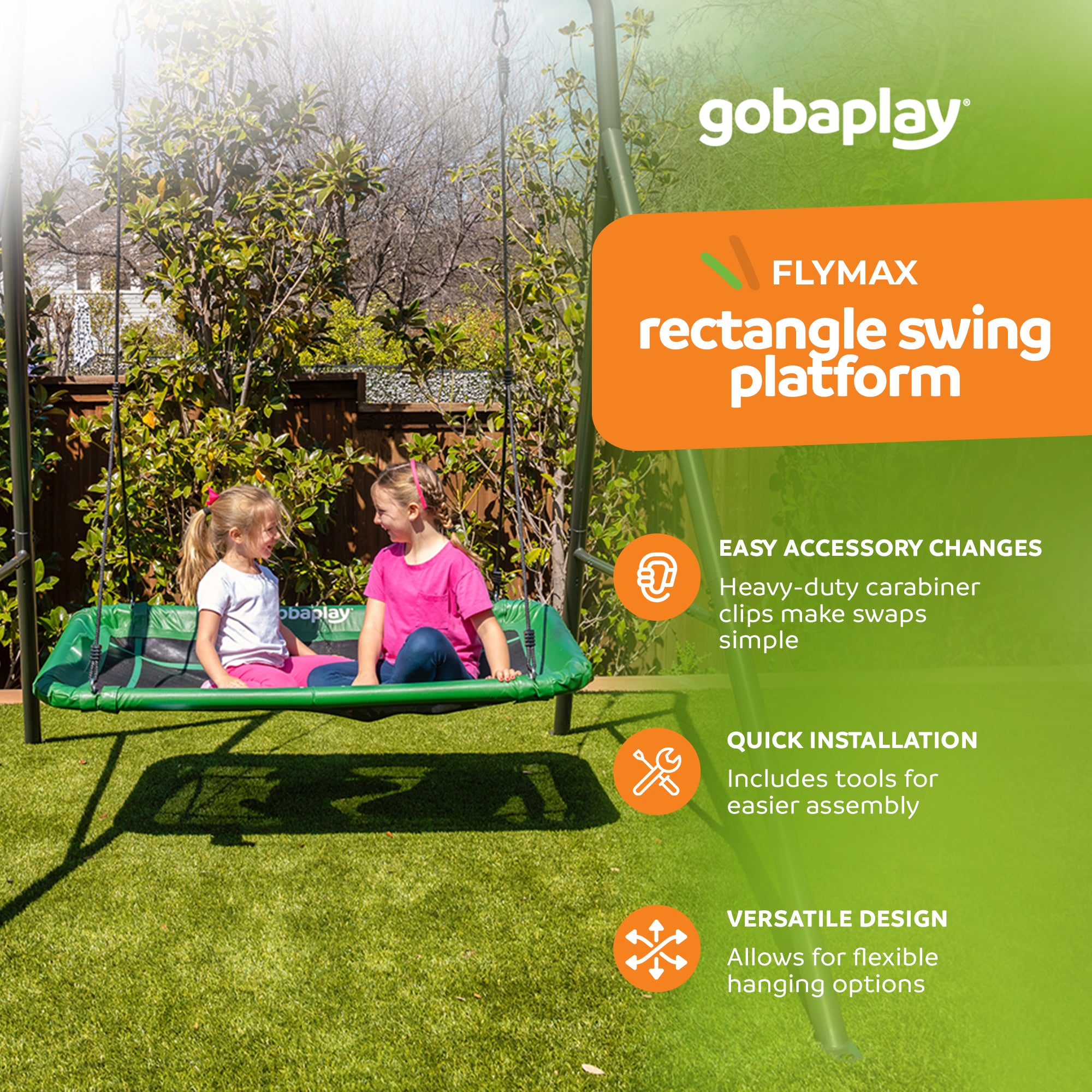 gobaplay Rectangle Tree Swing, 46" x 25" Platform (Swingset Frame Not Included)