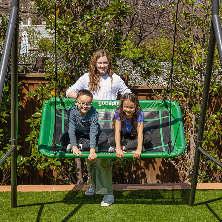 gobaplay Outdoor Swing Set Frame with Bars & gobaplay Rectangle Swing Platform