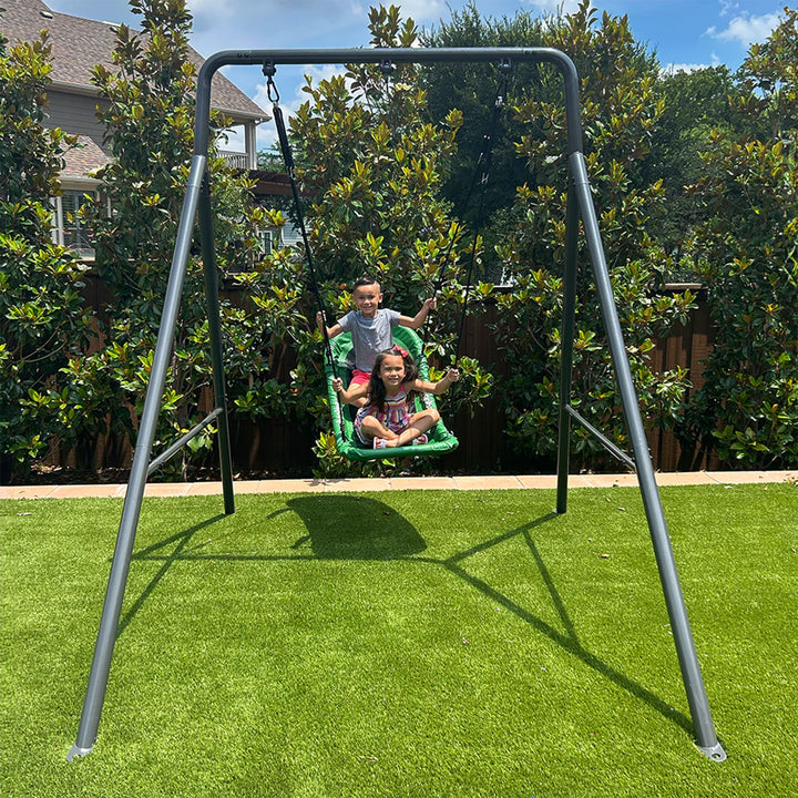 gobaplay Outdoor Swing Set Frame with Bars & gobaplay Boat Swing Platform Saucer