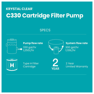 INTEX C330 Cartridge Filter Pump for Above Ground Pools, 330 GPH Pump Flow Rate - VMInnovations