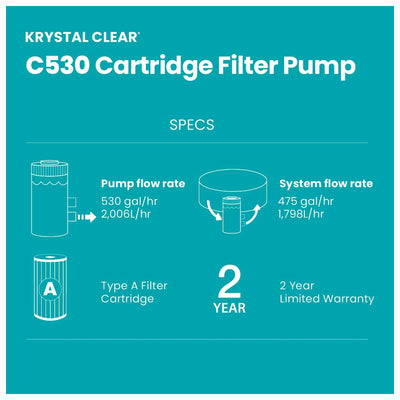INTEX C530 Cartridge Filter Pump for Above Ground Pools (Open Box) - VMInnovations