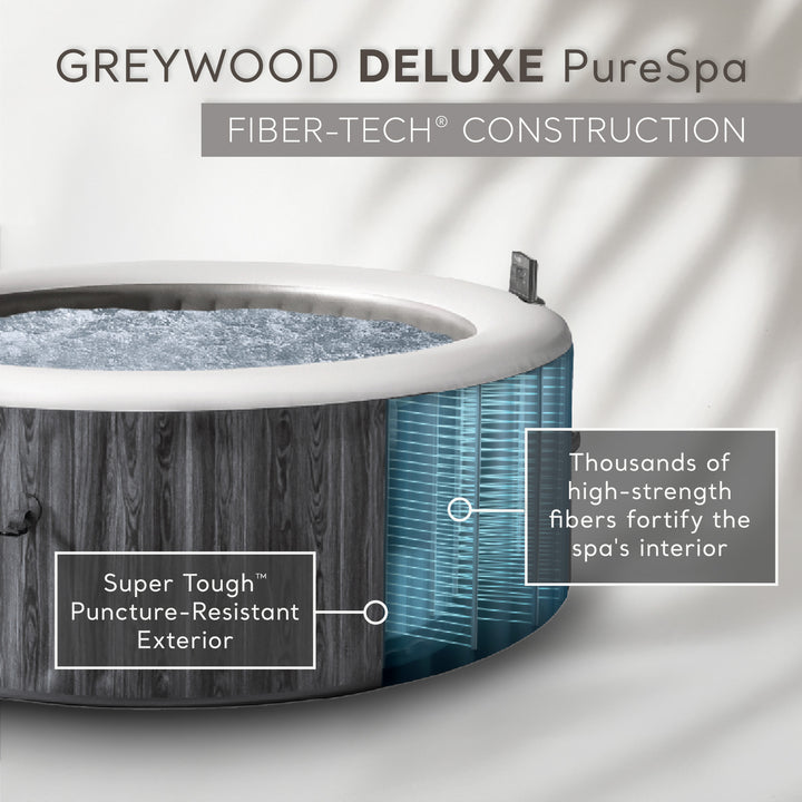 Intex PureSpa Greywood Deluxe Spa Set 140 Bubble Jet Hot Tub with Cover, 77"x28"