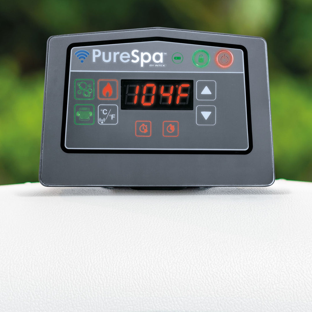 Intex PureSpa Greywood Deluxe Spa Set, 170 Bubble Jet Hot Tub, 85x28" (Open Box) - VMInnovations