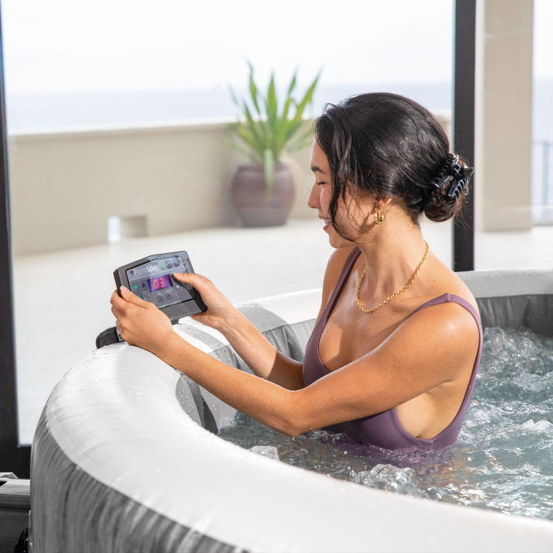 Intex PureSpa Greywood Deluxe Spa Set, 170 Bubble Jet Hot Tub, 85x28" (Open Box)