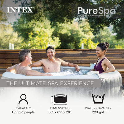 Intex PureSpa Greywood Deluxe Spa Set, 170 Bubble Jet Hot Tub, 85x28" (Open Box) - VMInnovations