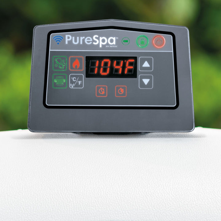 Intex PureSpa Greystone Deluxe Spa Set, 170 Bubble Jet Hot Tub with Cover, 77"x28"