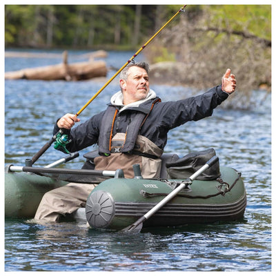 Big Catch Pro Inflatable Fishing Float Tube Set w/Oars,Pump,Rod Holders(Open Box
