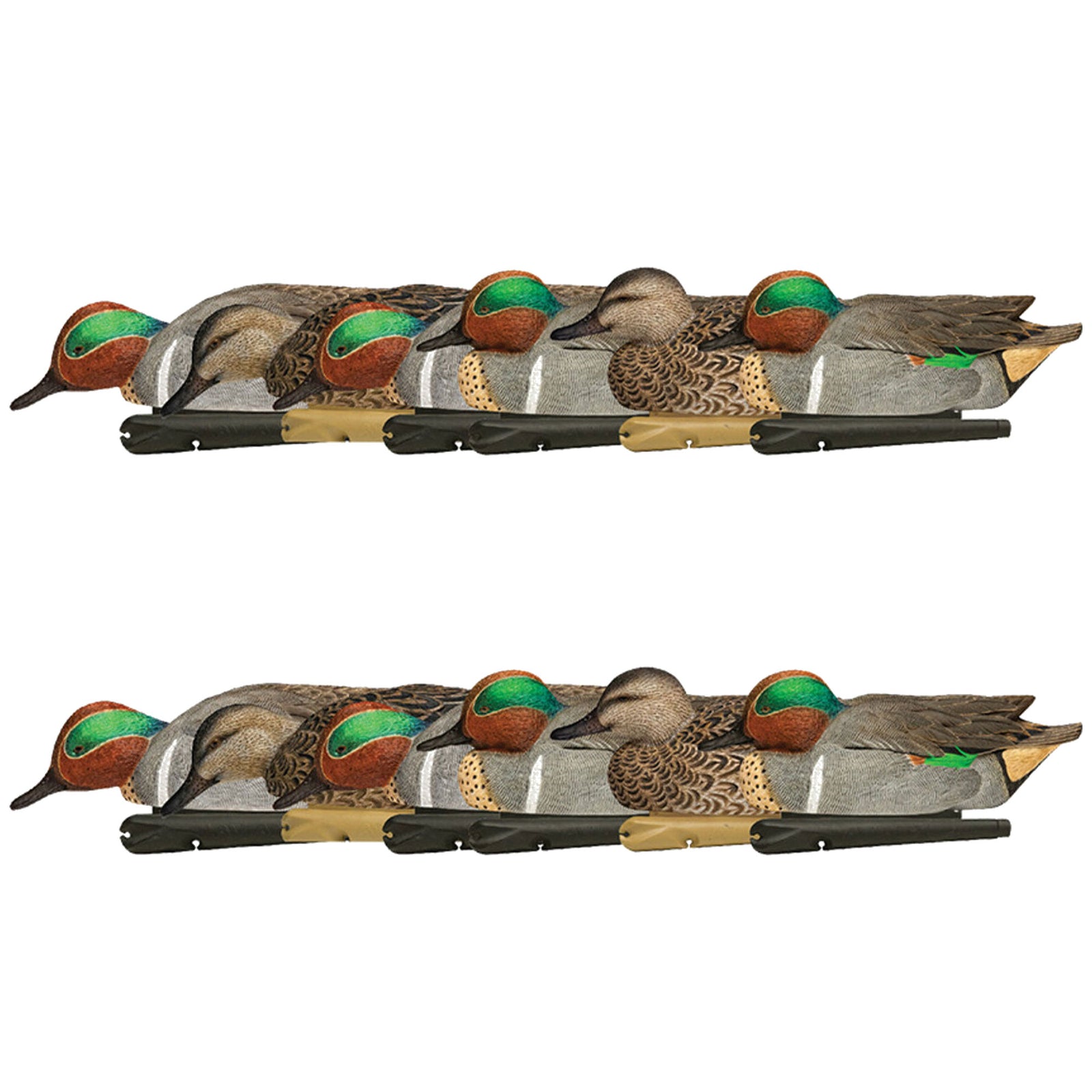 Avian X Topflight Green-Winged Teal Duck, Floating Decoys, Set of 12, Multicolor - VMInnovations