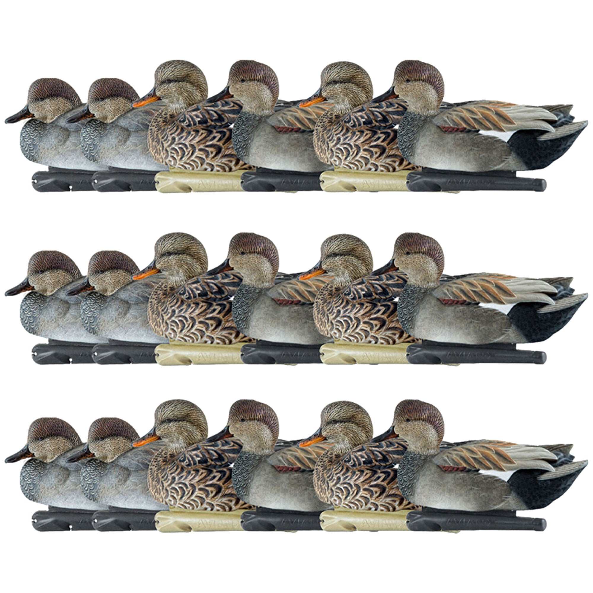 Avian X Topflight Gadwall Decoys Realistic Gray Ducks, Set of 18, Multicolor